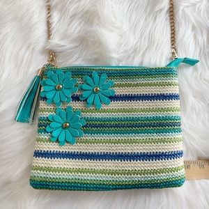 EUC Sondra Roberts Blue/Green Crossbody Bag